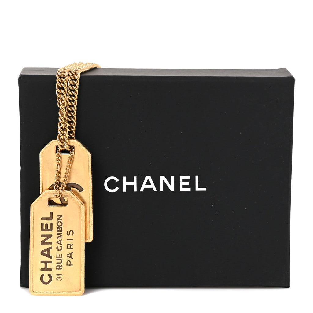 ID Dog Tag Charm Necklace Gold