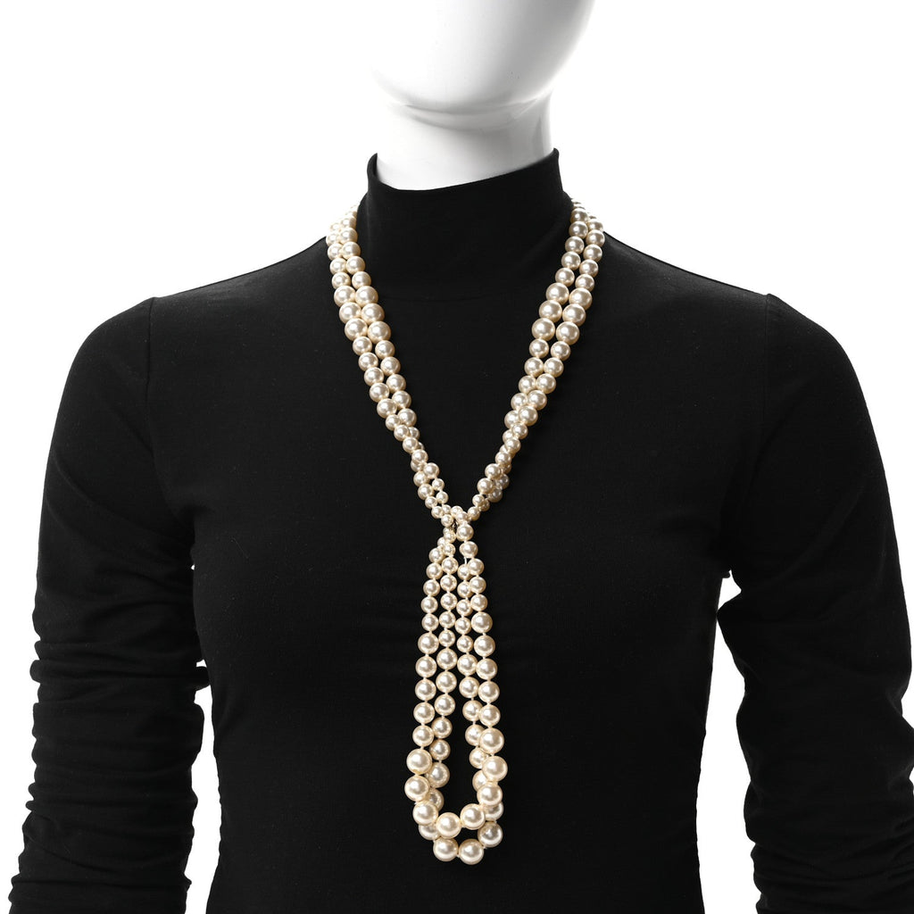 Pearl Multi Strand CC Necklace Gold
