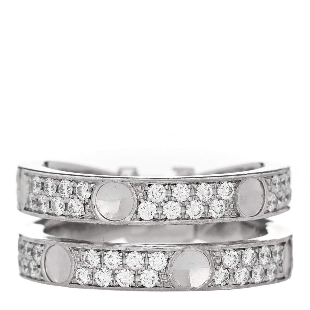 18K White Gold Diamond Empreinte Double Pave Ring 49 5