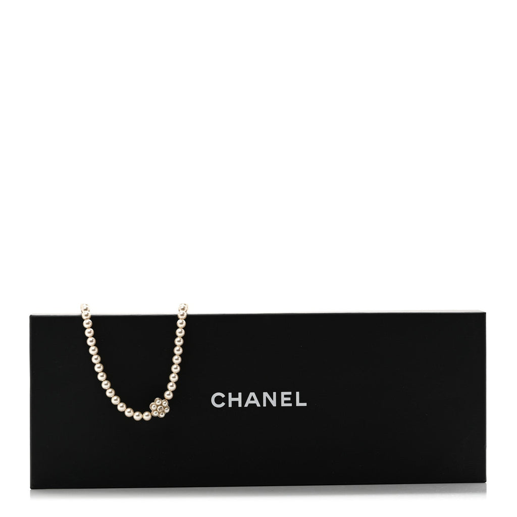 Pearl CC Camellia Long Necklace Gold