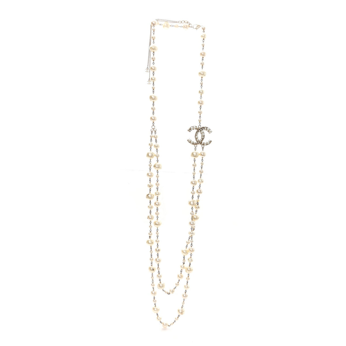 Pearl CC Long Necklace Gold