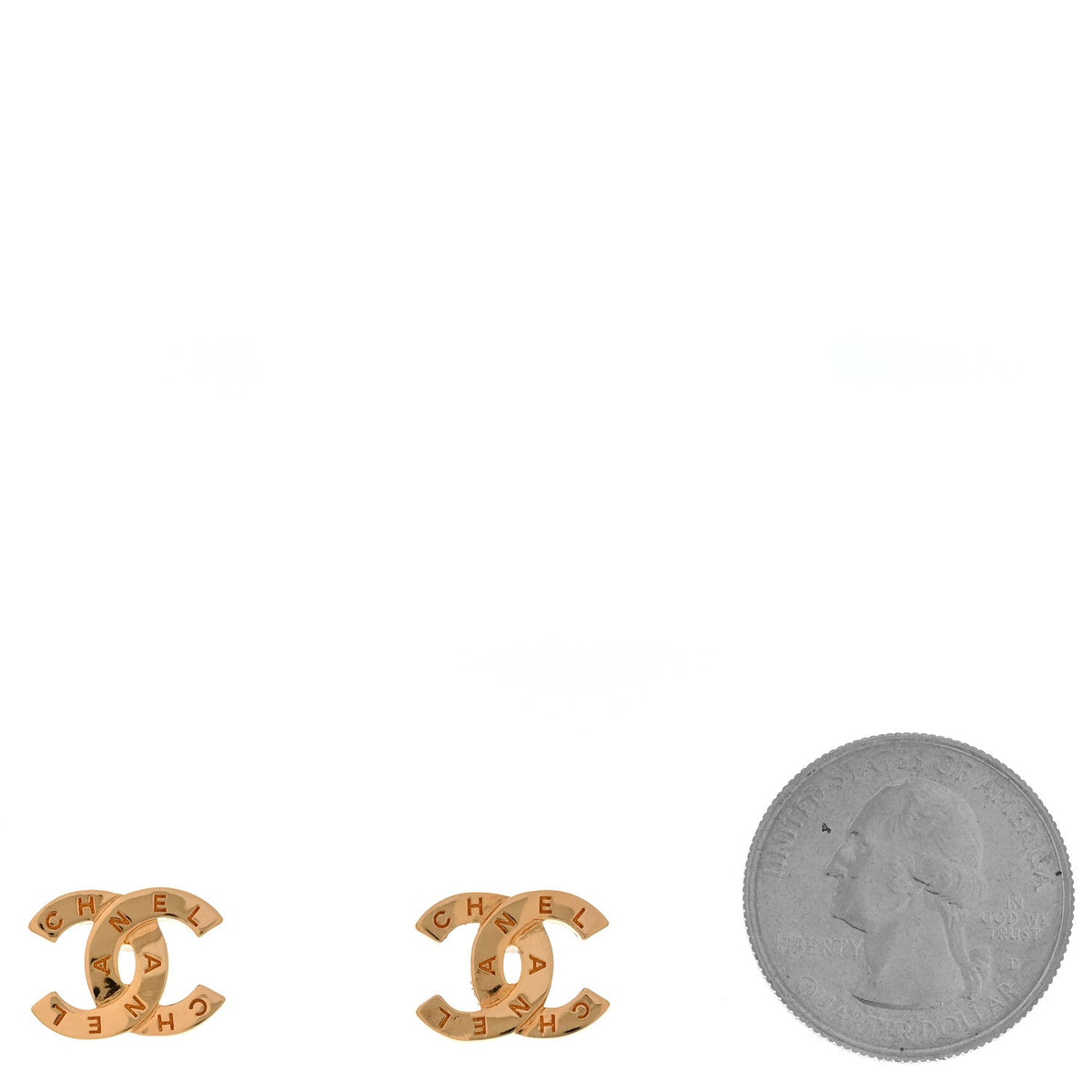 Metal CC Paris Button Stud Earrings Gold
