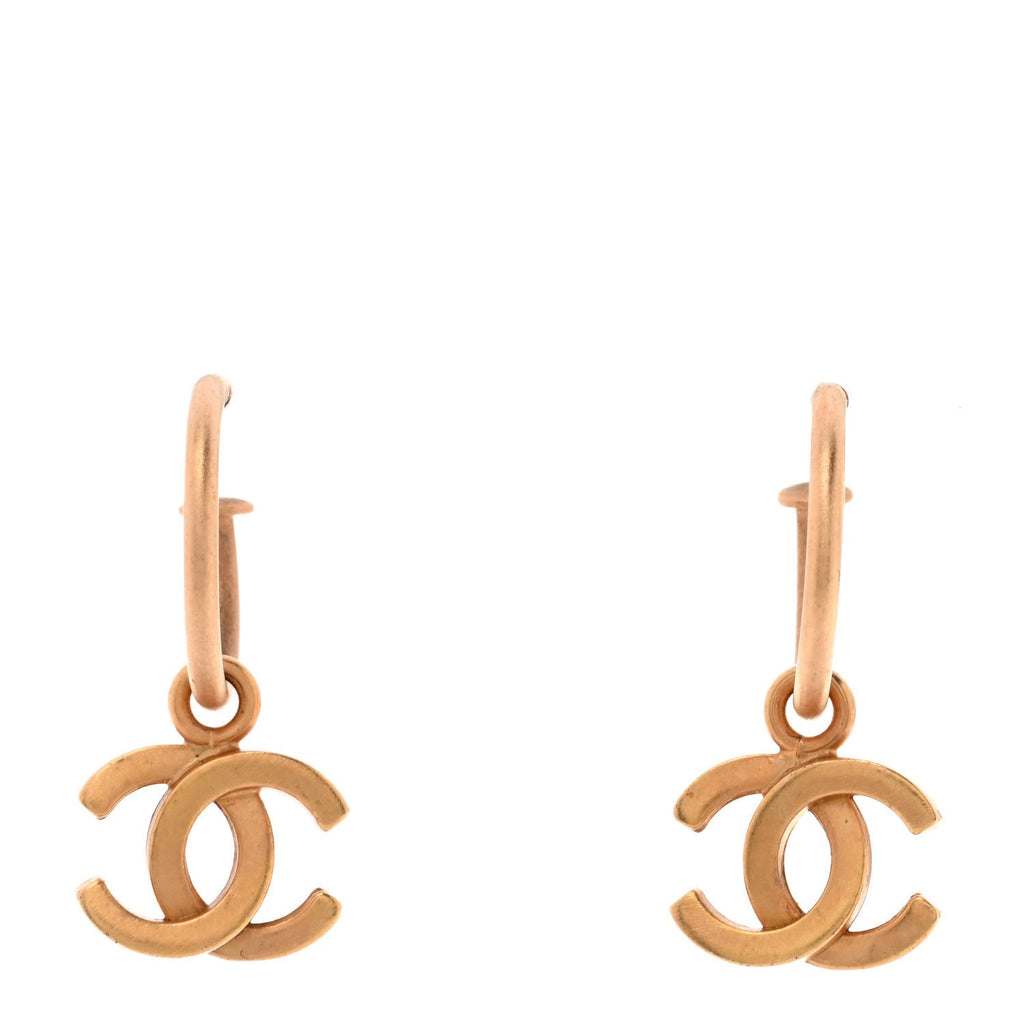CC Hoop Drop Earrings Gold