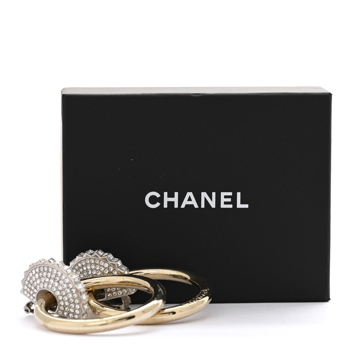 Baguette Crystal Hoop Clip On Earrings Gold