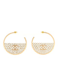 Metal Strass Crystal CC Hoop Earrings Light Gold