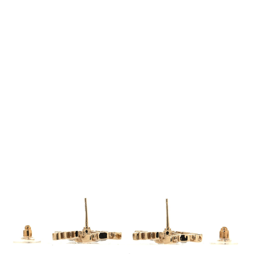 Baguette Crystal Logo CC Earrings Gold
