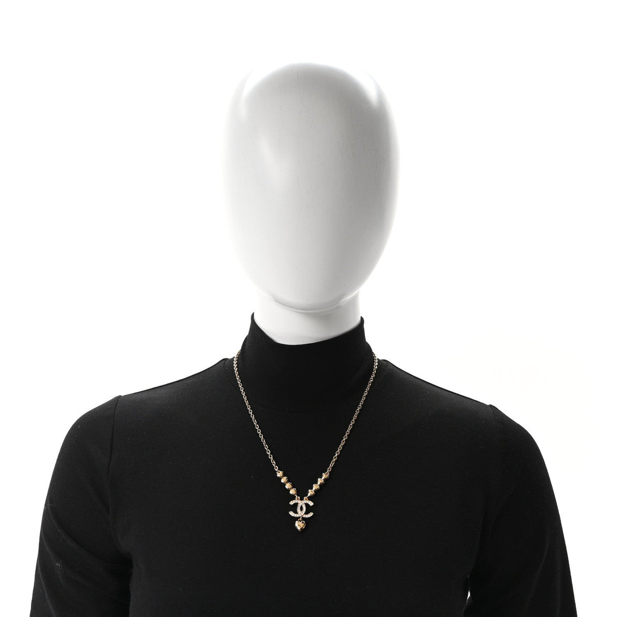 Crystal CC Heart Link Pendant Necklace Gold