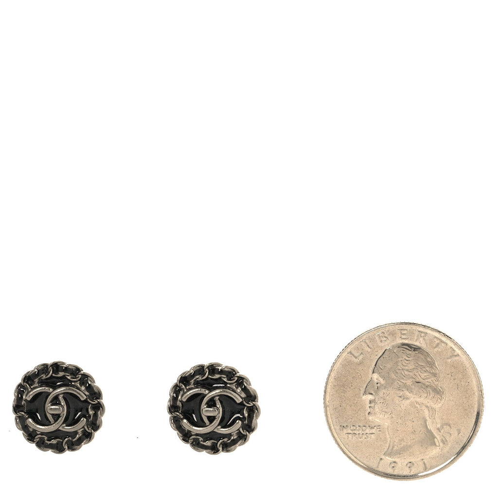 CC Chain Round Earrings Ruthenium Black Ruthenium Black