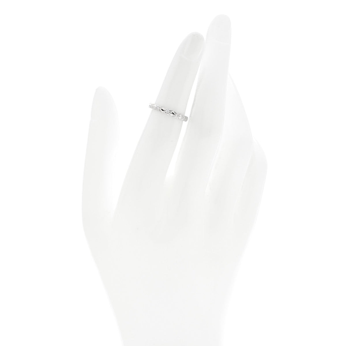 Platinum Diamond Small Matelasse Ring 48 4.5