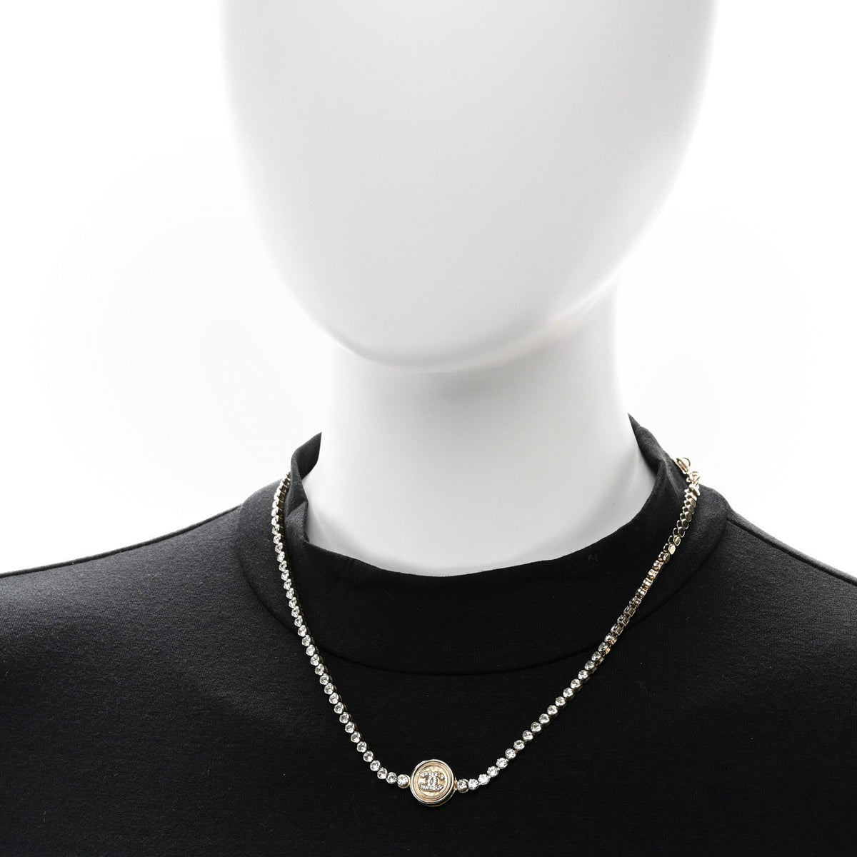 Crystal CC Chain Short Necklace Gold