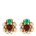 Gripoix Pearl Crystal Clip On Earrings Gold Multicolor