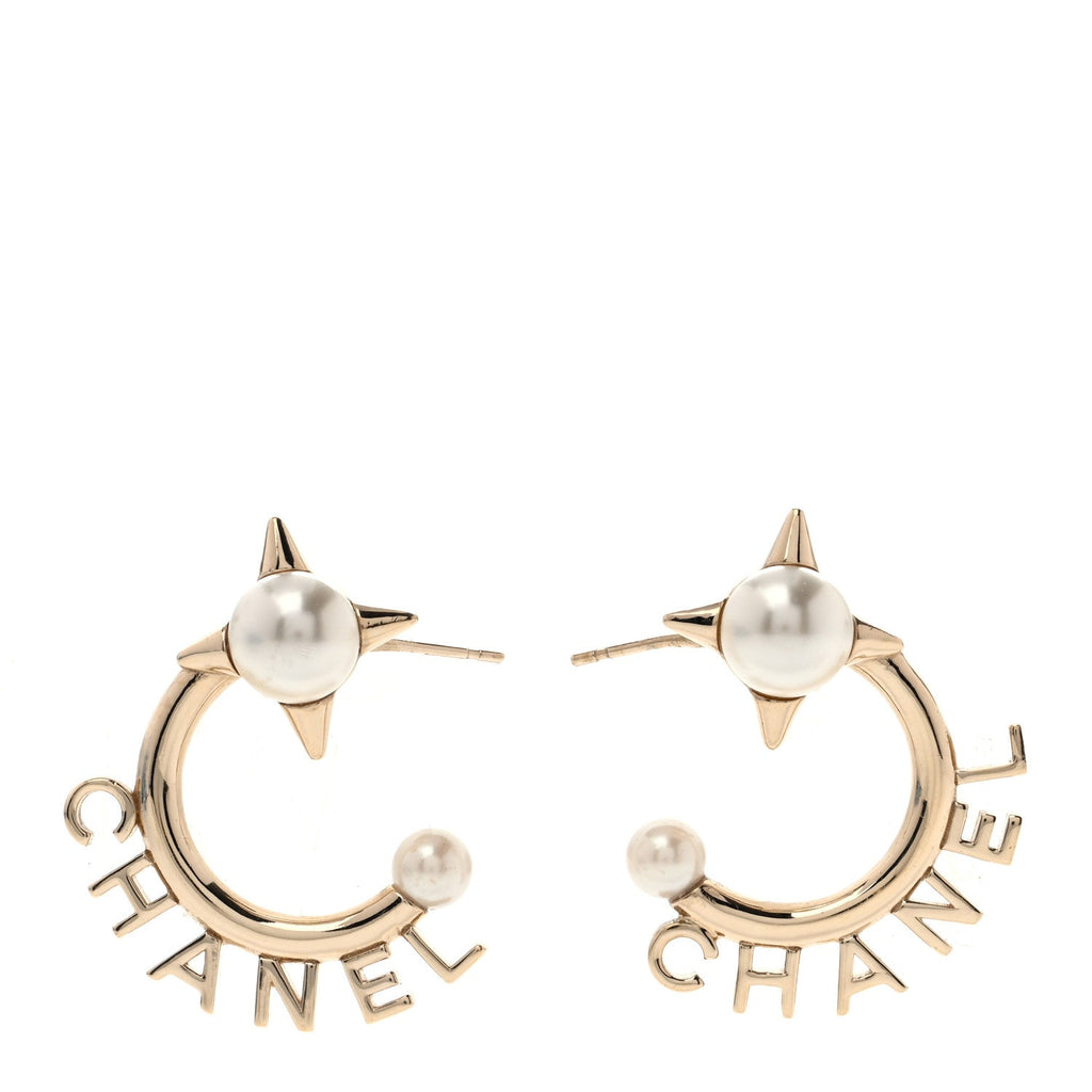 Pearl Logo Earrings Gold