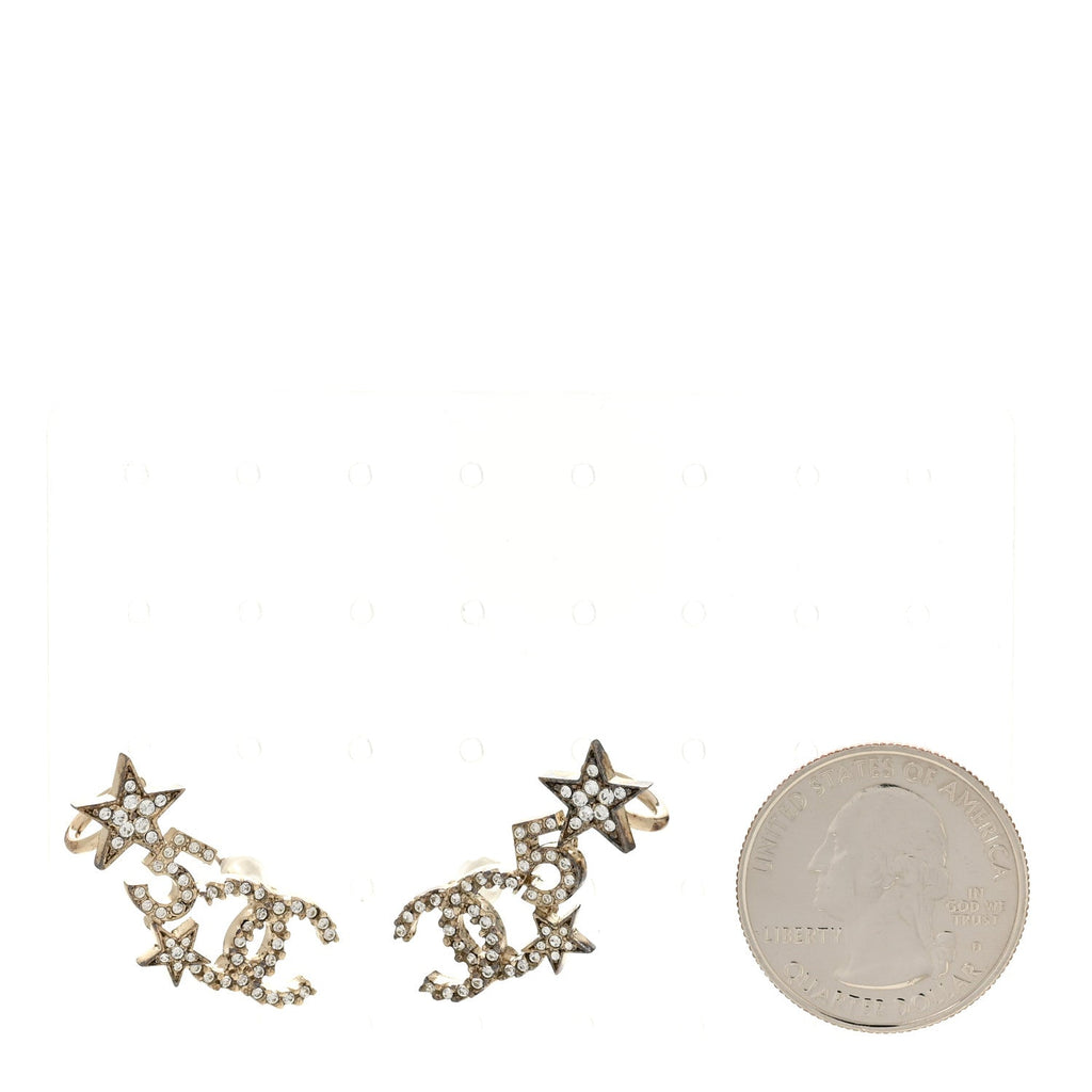 Crystal Star 5 CC Earrings Gold