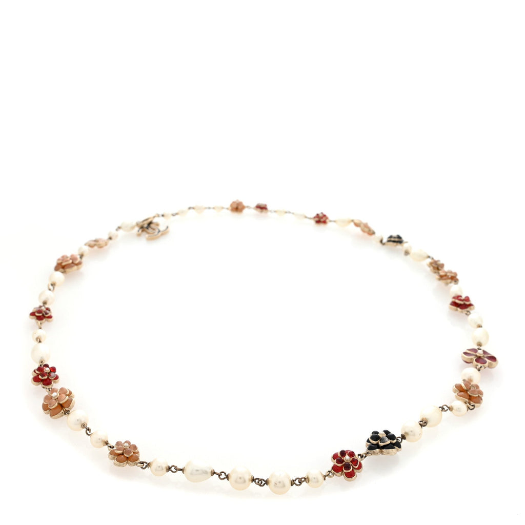 Pearl Gripoix Enamel Camellia Belt Gold Multicolor