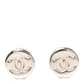 Metal Round CC Earrings Silver
