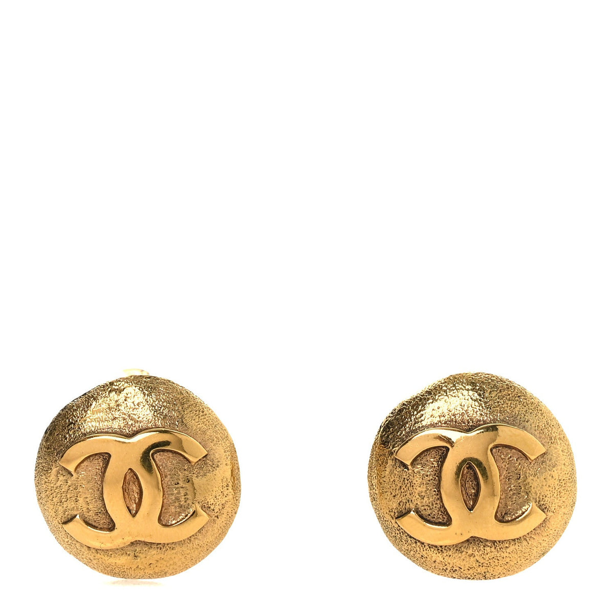 Round CC Clip On Earrings Gold