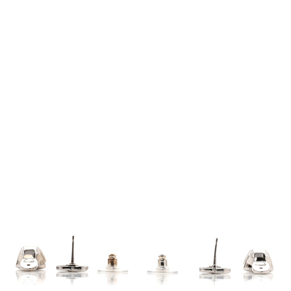 Metal CC Turnlock Drop Earrings Silver