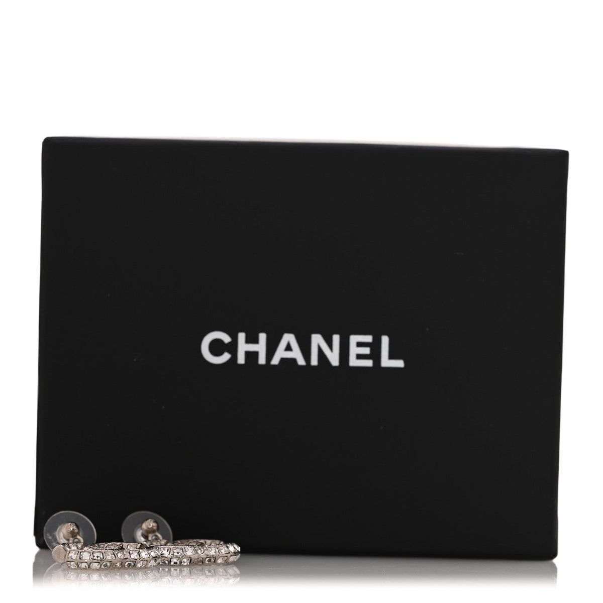 Baguette Crystal CC Drop Earrings Silver