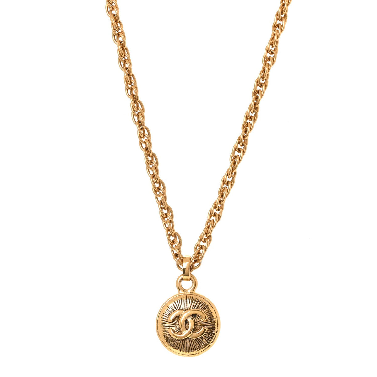Metal CC Chain Pendant Necklace Gold