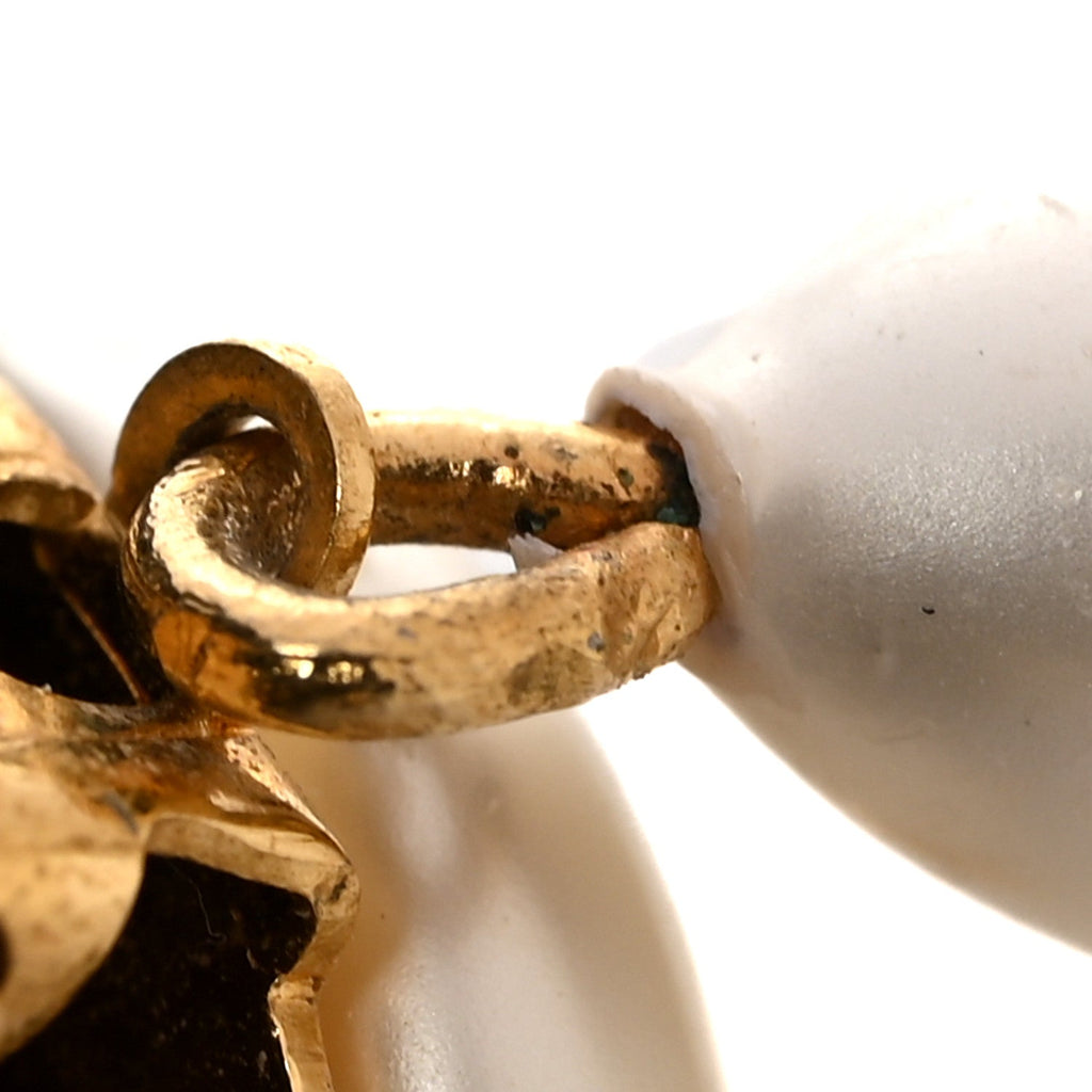 Pearl CC Drop Clip On Earrings Gold