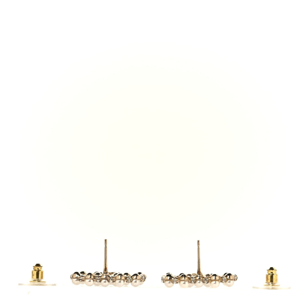 Pearl Crystal CC Earrings Gold