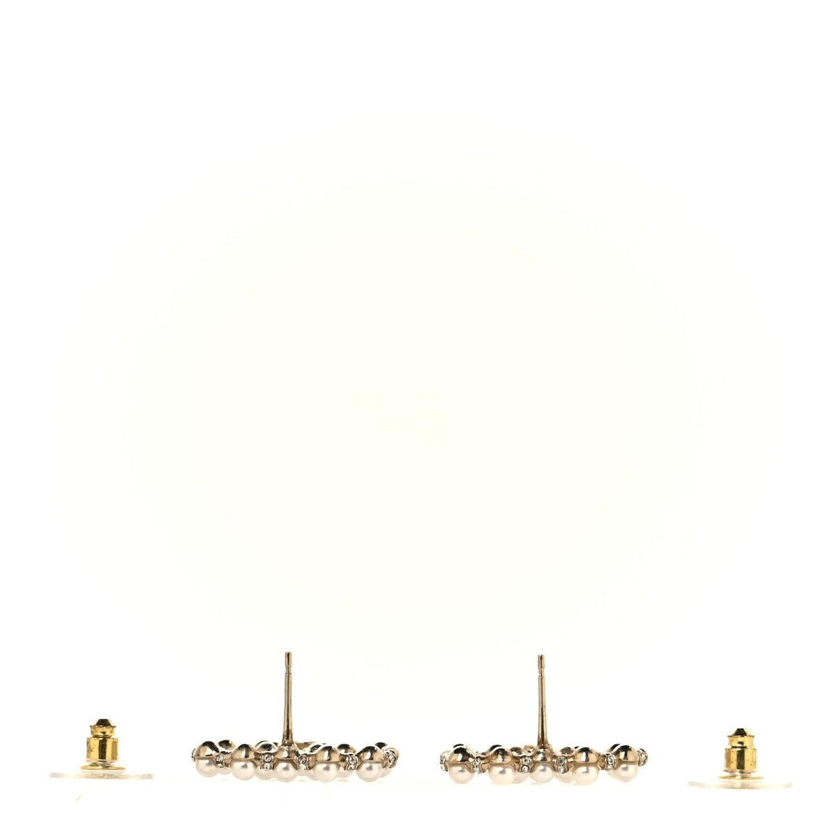 Pearl Crystal CC Earrings Gold
