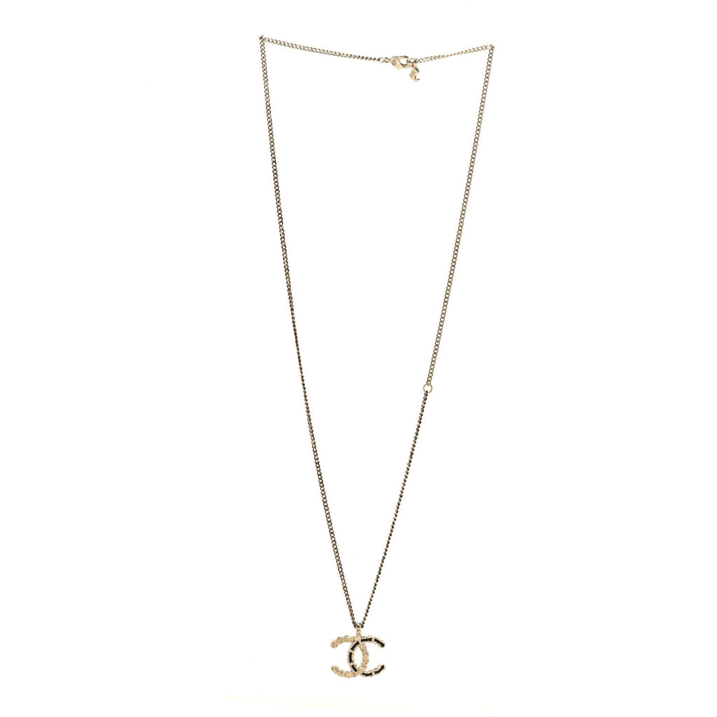 Enamel Metal Chain French New Wave CC Necklace Black Gold