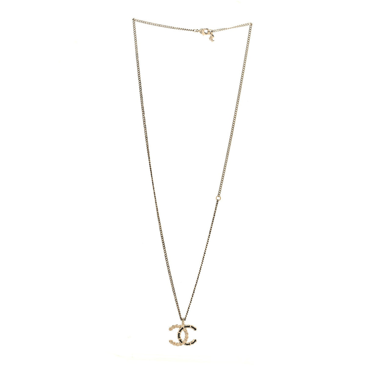 Enamel Metal Chain French New Wave CC Necklace Black Gold