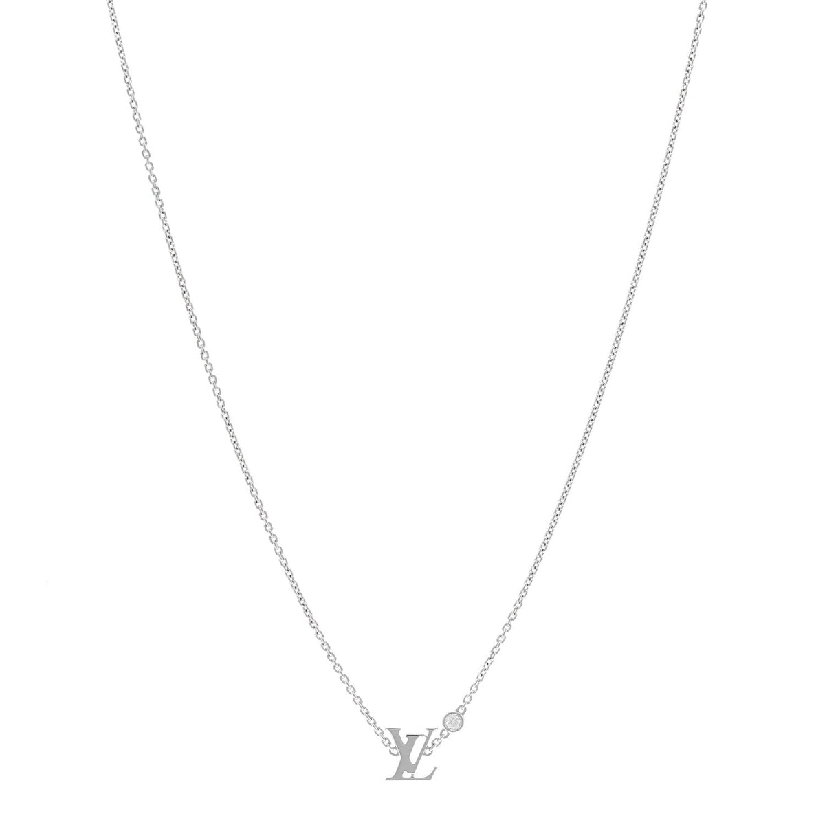 18K White Gold Diamond Idylle Blossom LV Pendant Necklace
