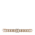 Strass Crystal Studded Pearl CC Choker Necklace Gold Pearly White