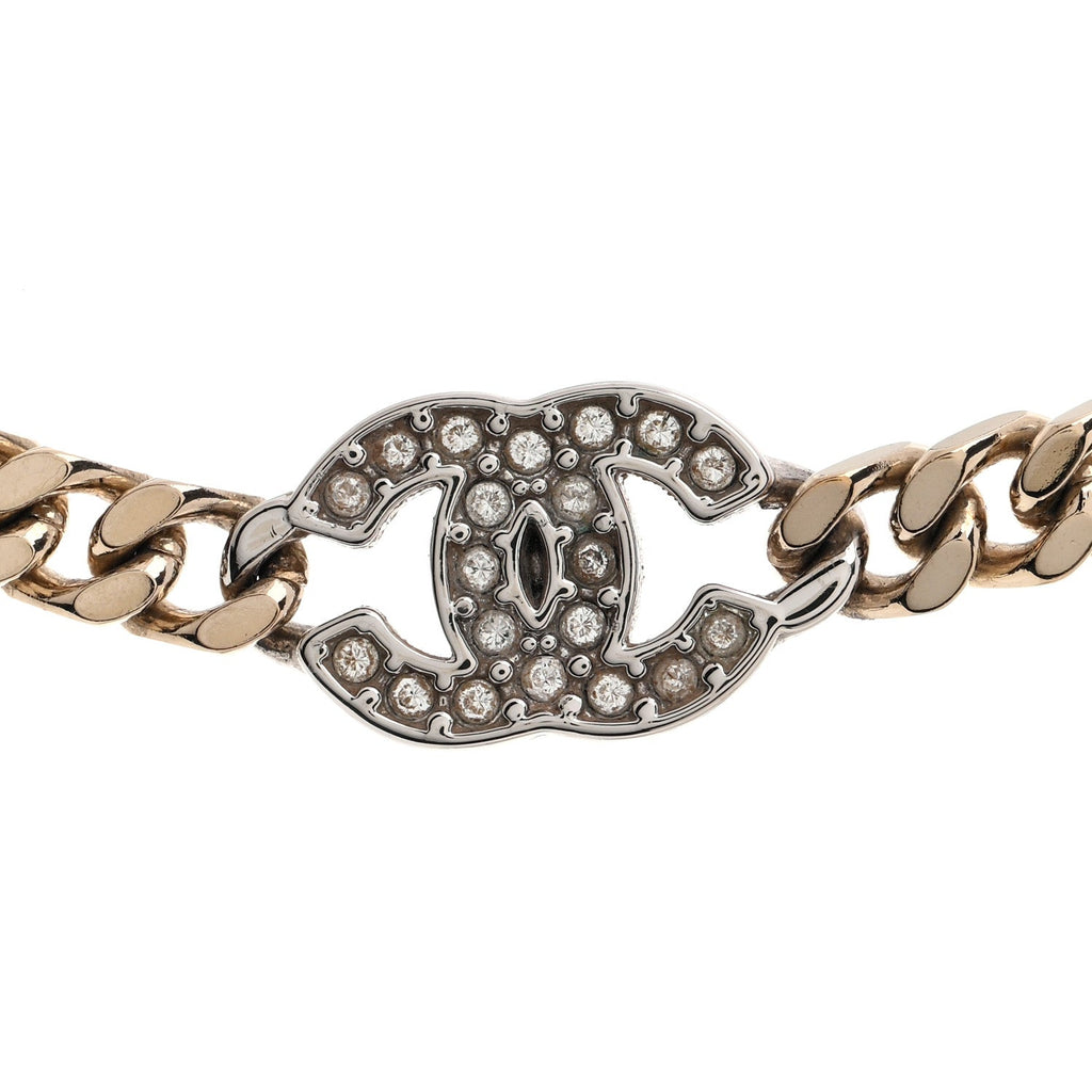 Crystal Chain CC Necklace Gold Silver