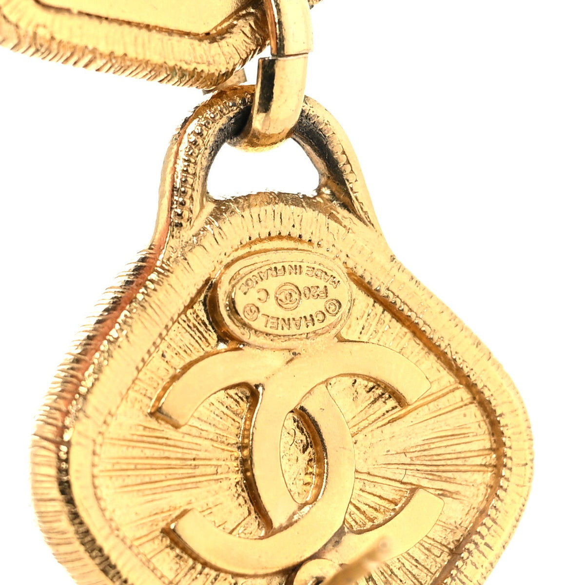 CC Tags Drop Earrings Gold Pink