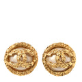 Textured CC Clip On Earrings Gold