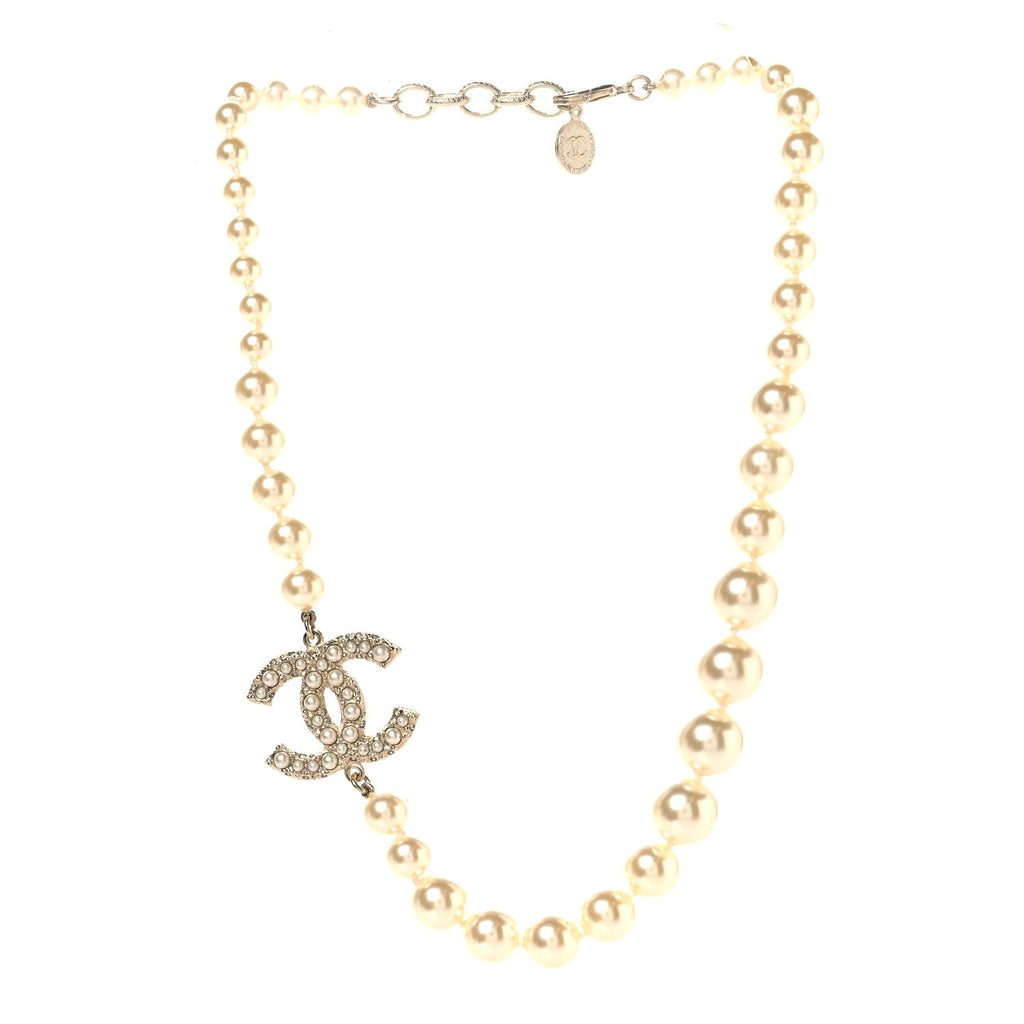 Pearl CC 100th Anniversary Necklace Light Gold