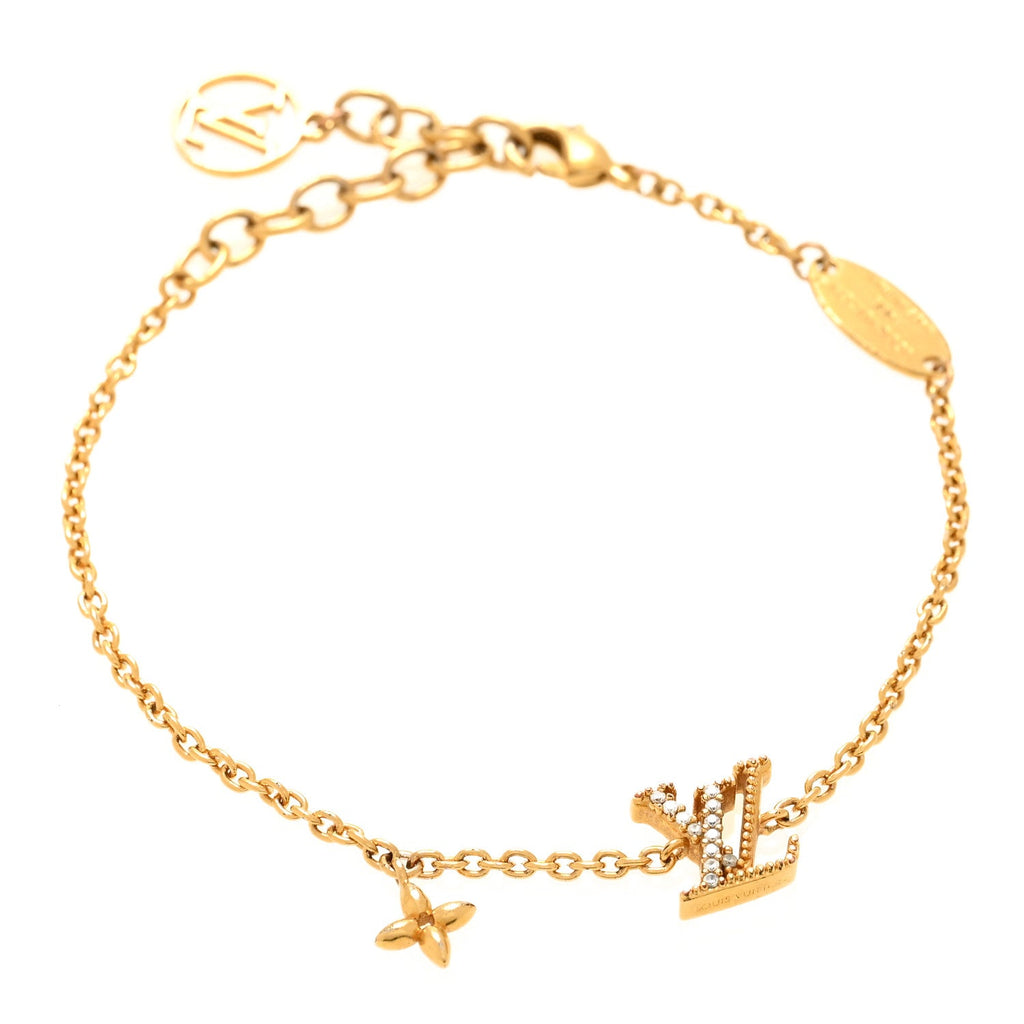 Metal Crystal LV Iconic Bracelet Gold