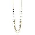Crystal Beaded CC Heart Long Necklace Gold Black