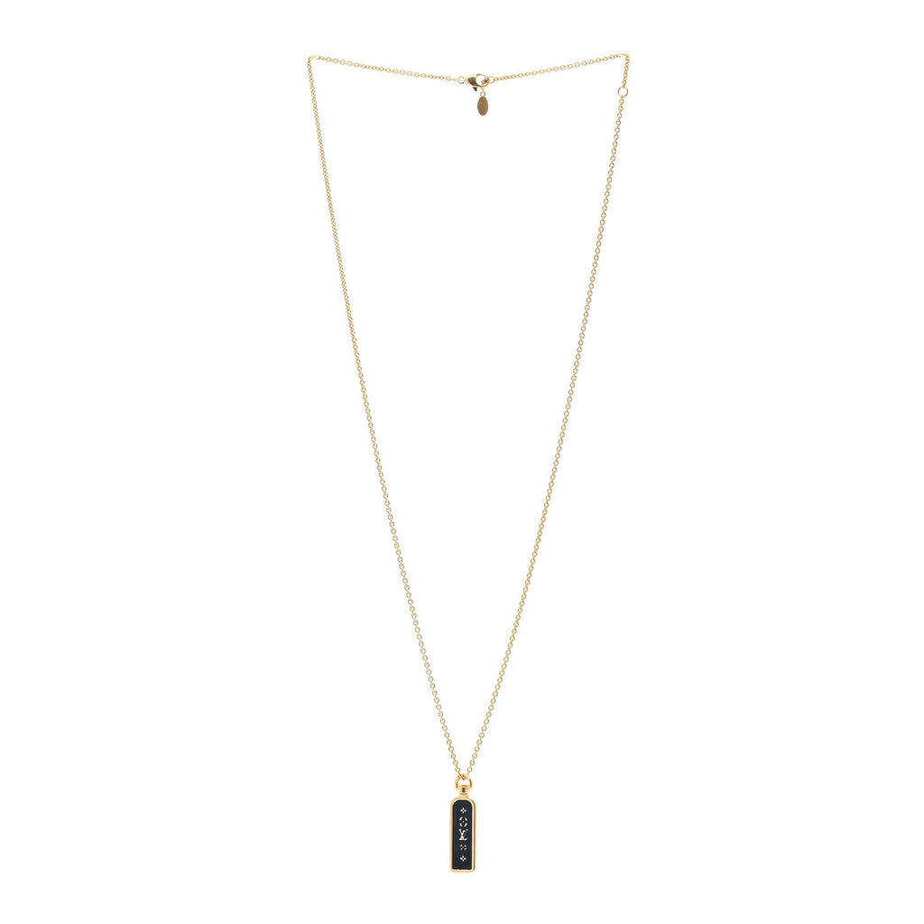 18K Yellow Gold Blue Titanium Small Les Gastons Tag Pendant Necklace