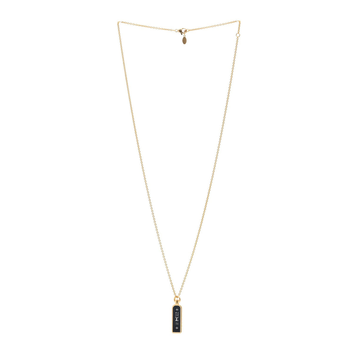18K Yellow Gold Blue Titanium Small Les Gastons Tag Pendant Necklace