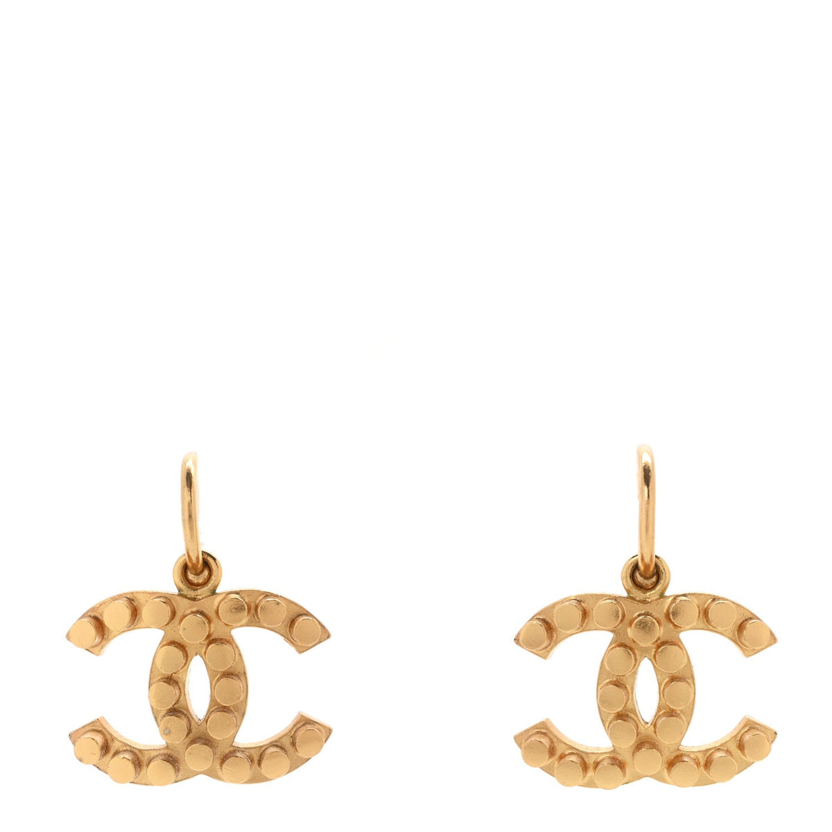 Metal Drop CC Earrings Gold