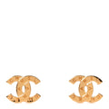 Metal CC Paris Button Stud Earrings Gold