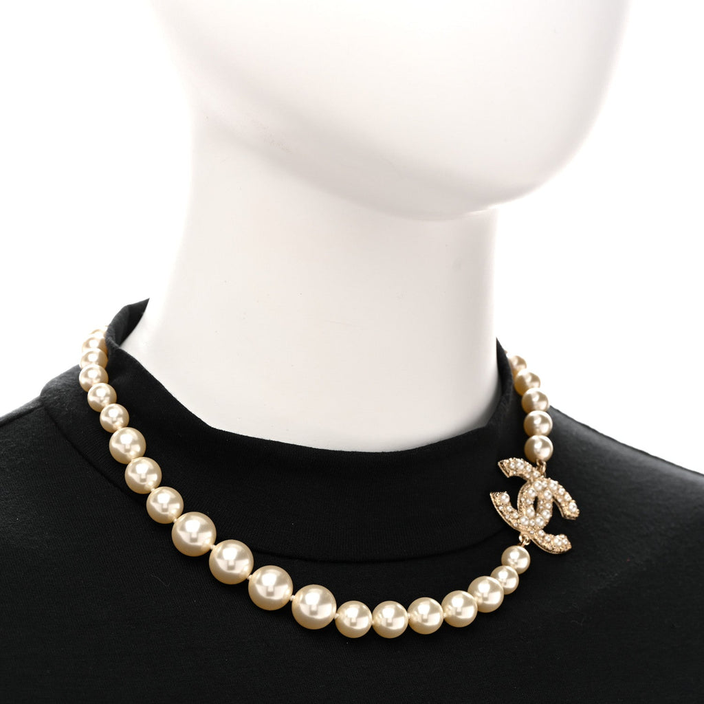 Pearl CC 100th Anniversary Necklace Light Gold