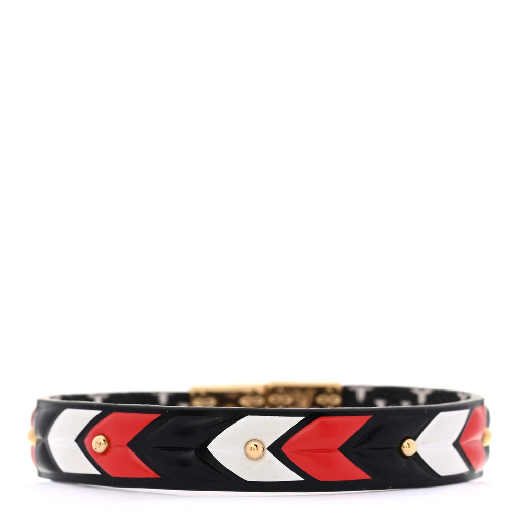Monogram LV Crafty Reversible Bracelet 17 Black Cream Red