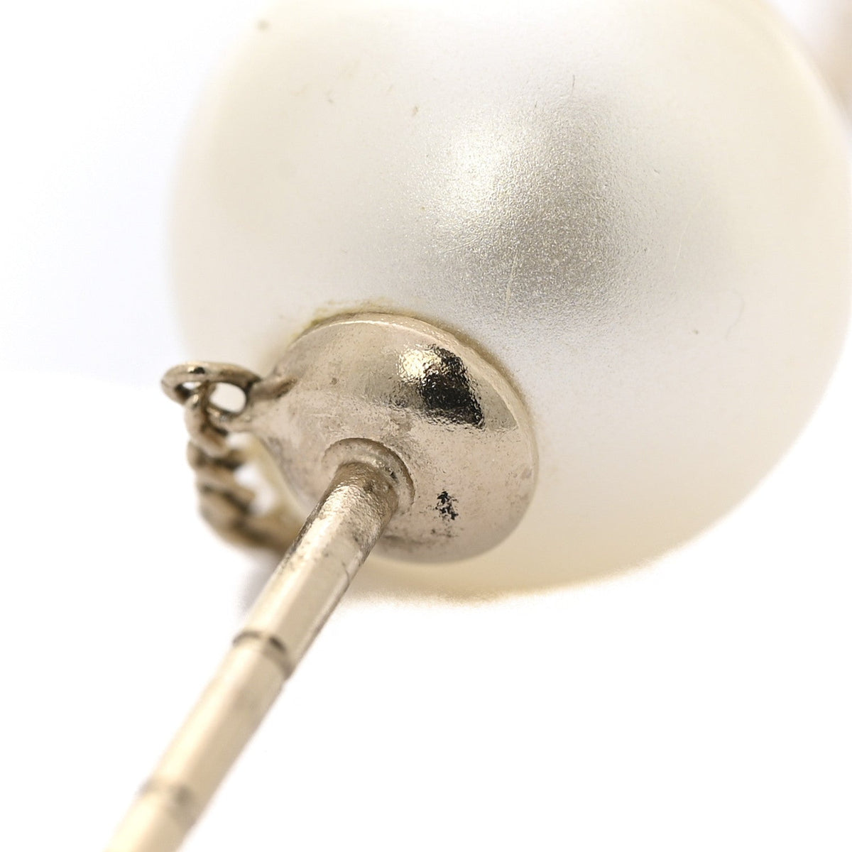Pearl CC Chain Drop Earrings Gold
