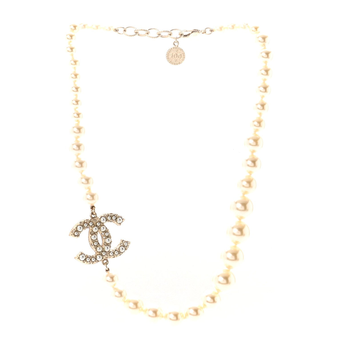 Pearl CC 100th Anniversary Necklace Light Gold