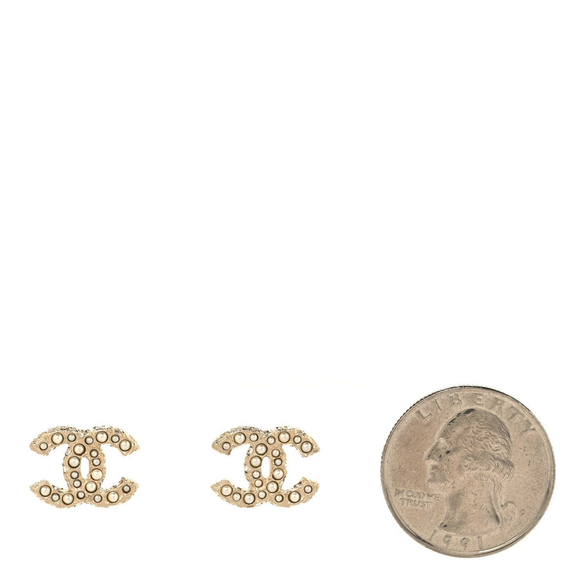 Metal Graduated Pearl Crystal CC Earrings Light Gold