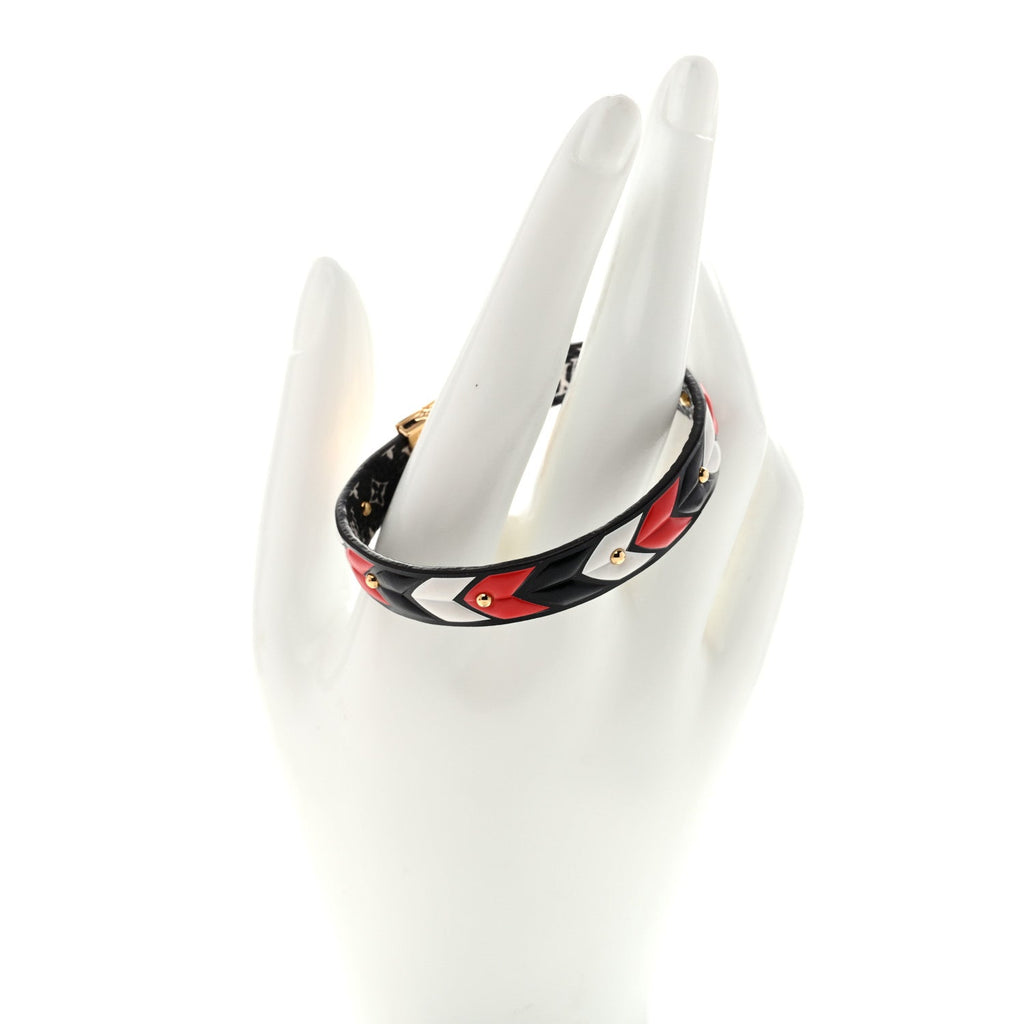Monogram LV Crafty Reversible Bracelet 17 Black Cream Red