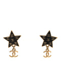 Metal Glitter Sparkle CC Star Drop Earrings Gold Navy Multicolor