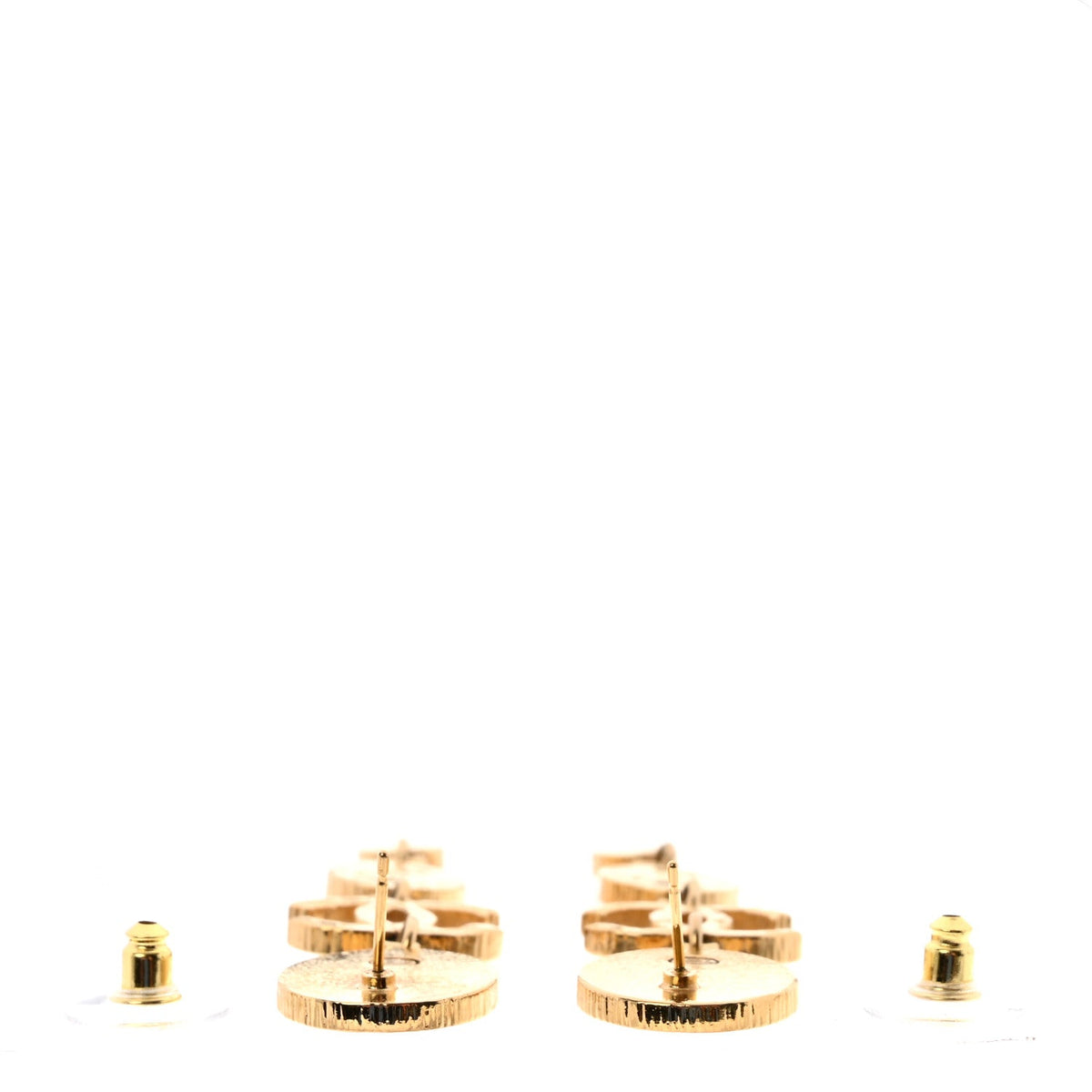 Metal Resin Disc CC Long Drop Earrings Gold Black