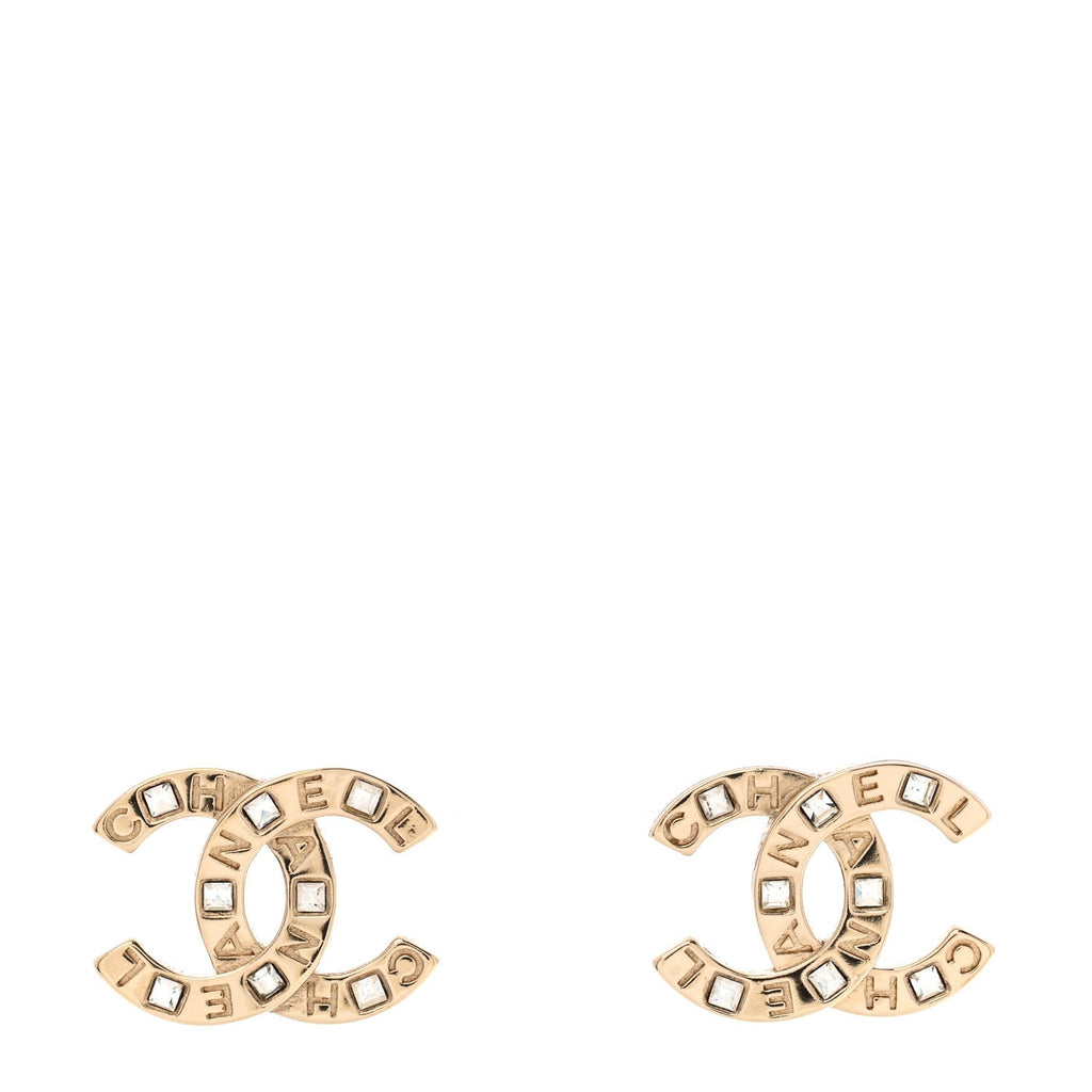 Crystal CC Logo Earrings Gold