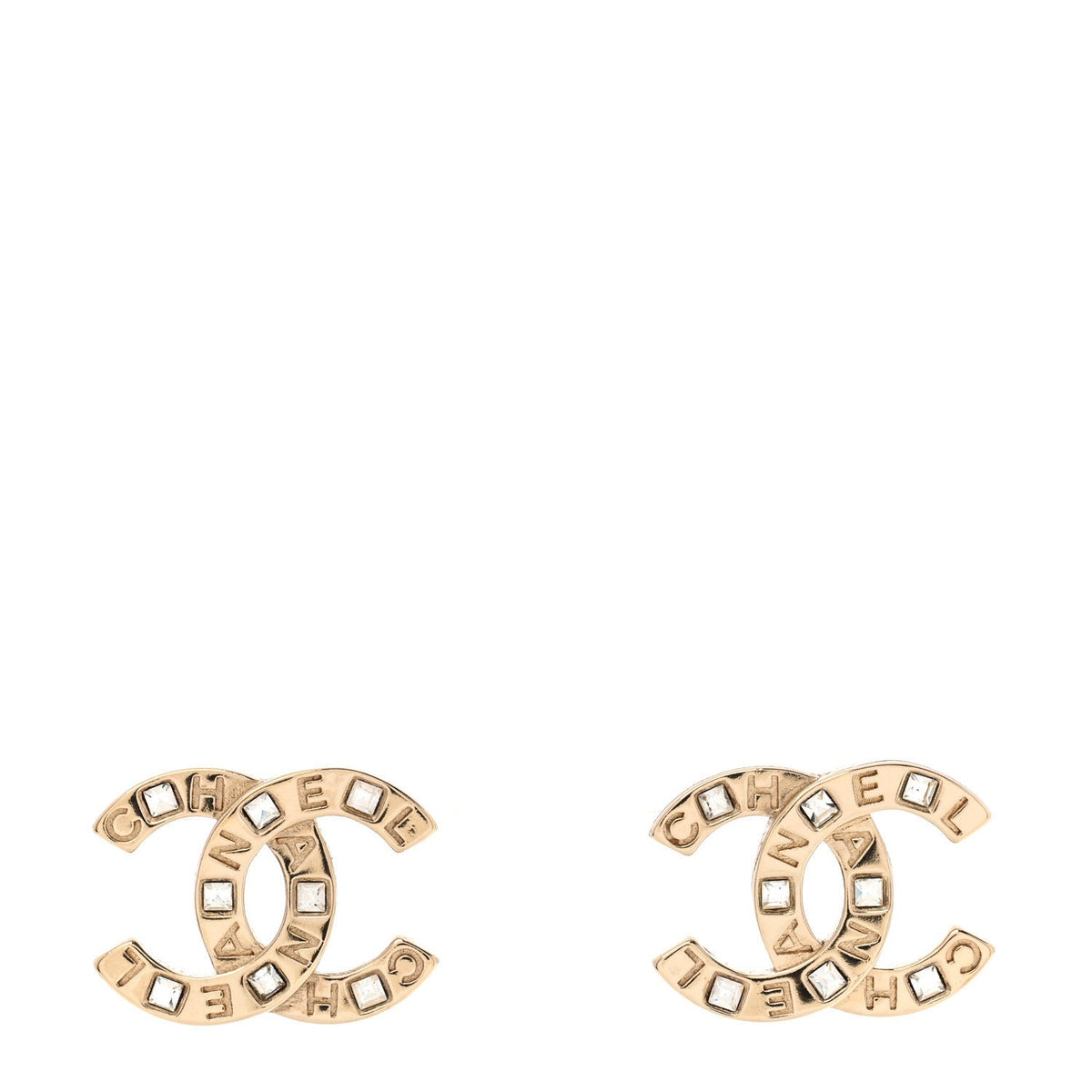 Crystal CC Logo Earrings Gold